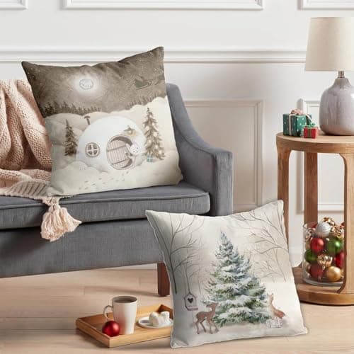 Aitsite 4er-Pack Weihnachts-Kissenbezüge 45 x 45 cm – Winterliche Dekoration für Sofa & Wohnzimmer