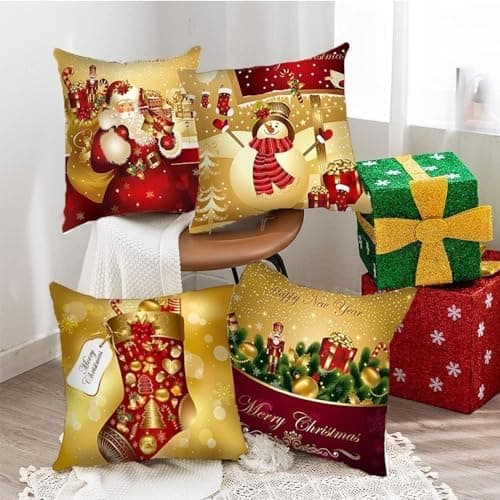 4er Set Kissenbezüge Weihnachten 40×80 cm – festliche Kissenhüllen für Sofa & Wohnzimmer