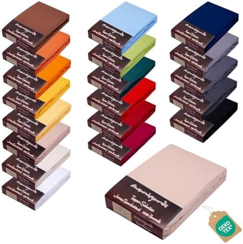 AVANTGARDE Spannbettlaken 180x200–200x220 cm, 40 cm Steg – 100% Jersey-Baumwolle 170 g/m², OEKO-TEX – passend für Boxspr