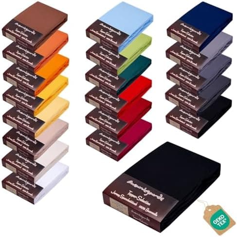 AVANTGARDE Spannbettlaken 180x200–200x220 cm, 40 cm Steg – 100% Jersey-Baumwolle 170 g/m², OEKO-TEX – passend für Boxspr
