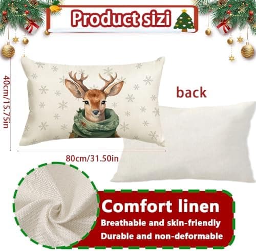 4er Set Kissenbezüge Weihnachten 40×80 cm – festliche Kissenhüllen für Sofa & Wohnzimmer