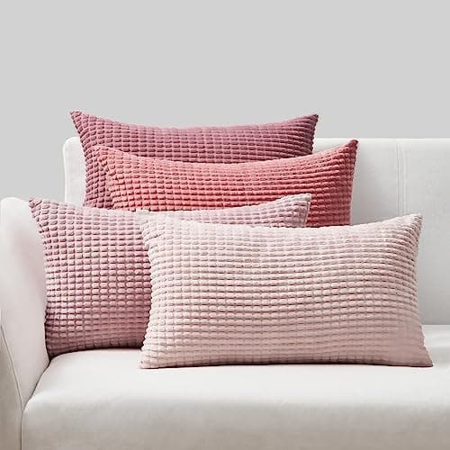 Topfinel Kissenbezüge 40x40 cm 4er-Set Rosa – Cord-Optik, flauschig, GRS‑zertifiziert