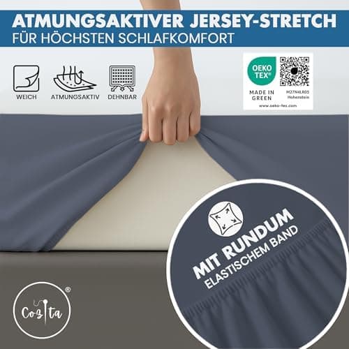 Spannbettlaken 140x200 cm – 100% Baumwoll‑Jersey, passend für Matratzen bis 25 cm Höhe