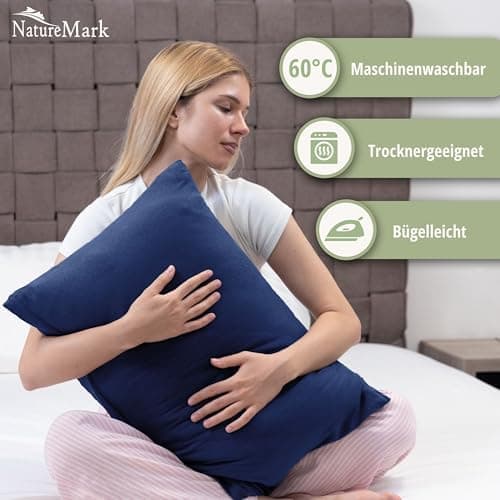NatureMark Jersey Kissenbezüge – weich & atmungsaktiv, hautfreundlich – 40x40 cm, Anthrazit