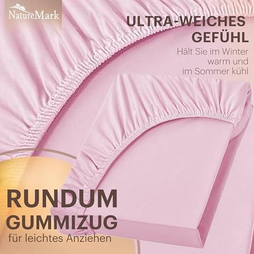 NatureMark Jersey-Spannbettlaken 2er-Pack – 100% Baumwolle, 90 x 200–100 x 200 cm, Creme/Natur