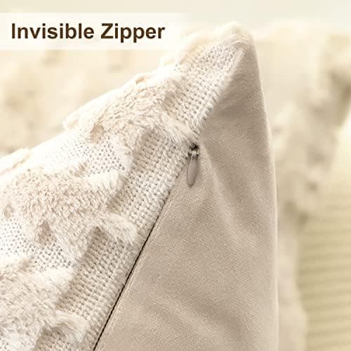 Artscope 2er-Set Kissenbezüge (40x40 cm) – weicher Kurzplüsch Wollsamt, Schneeflocke Creme Beige