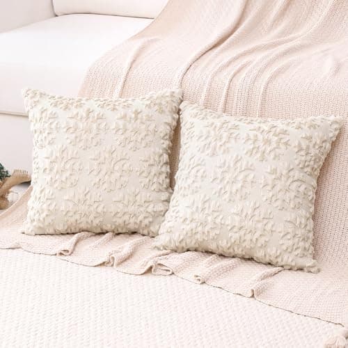 Artscope 2er-Set Kissenbezüge (40x40 cm) – weicher Kurzplüsch Wollsamt, Schneeflocke Creme Beige
