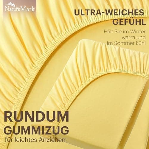 NatureMark Jersey-Spannbettlaken 2er-Pack – 100% Baumwolle, 90 x 200–100 x 200 cm, Creme/Natur