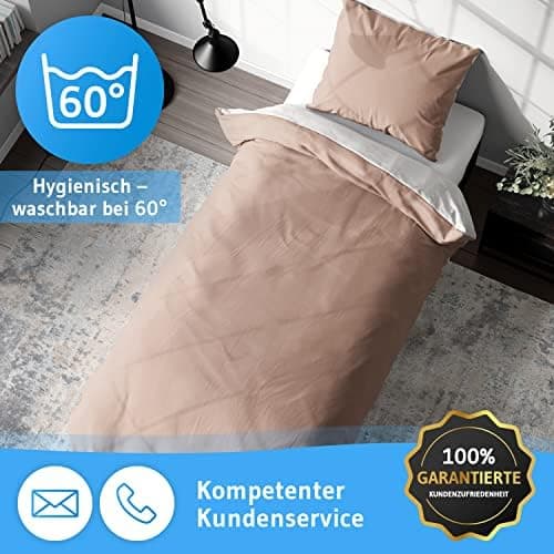 Bettwäsche 135x200 – 100% Renforce Baumwolle (OEKO-TEX STANDARD 100) | Set: Bettbezug 135x200 + Kissenbezug 80x80