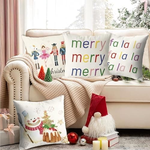 Aitsite 4er-Pack Weihnachts-Kissenbezüge 45 x 45 cm – Winterliche Dekoration für Sofa & Wohnzimmer
