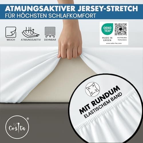 Spannbettlaken 140x200 cm – 100% Baumwoll‑Jersey, passend für Matratzen bis 25 cm Höhe