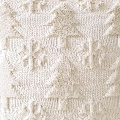 Artscope 2er-Set Kissenbezüge (40x40 cm) – weicher Kurzplüsch Wollsamt, Schneeflocke Creme Beige