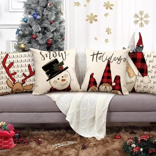 4er Set Kissenbezüge Weihnachten 40×80 cm – festliche Kissenhüllen für Sofa & Wohnzimmer