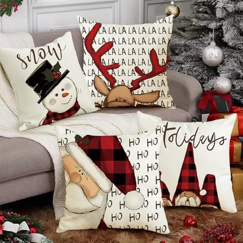 4er Set Kissenbezüge Weihnachten 40×80 cm – festliche Kissenhüllen für Sofa & Wohnzimmer