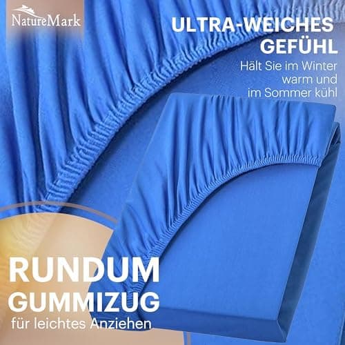 NatureMark Jersey-Spannbettlaken 2er-Pack – 100% Baumwolle, 90 x 200–100 x 200 cm, Creme/Natur