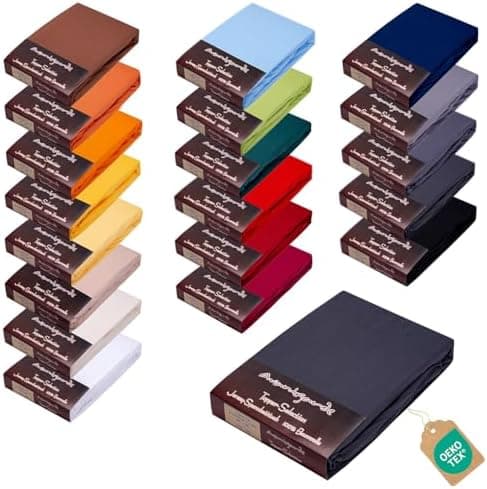 AVANTGARDE Spannbettlaken 180x200–200x220 cm, 40 cm Steg – 100% Jersey-Baumwolle 170 g/m², OEKO-TEX – passend für Boxspr