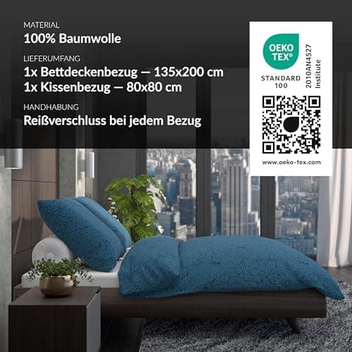 LARAWELL Bettwäsche-Set 135x200 Baumwolle