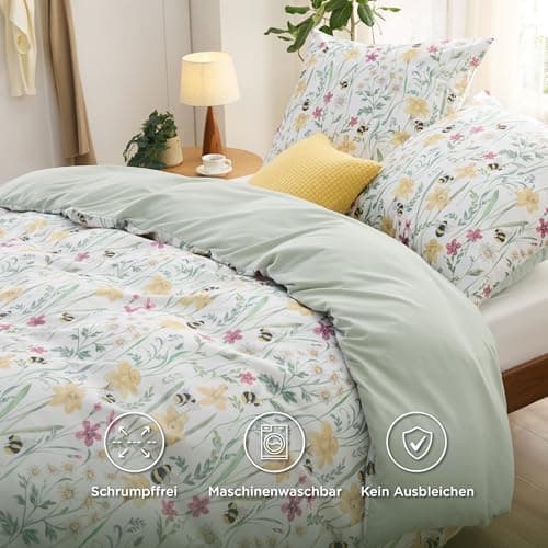 BEDSURE Bettwäsche-Set 135x200 (4-teilig) – Wendebettwäsche OEKO-TEX STANDARD 100 mit Reißverschluss, 2×80x80 Kissenbezü