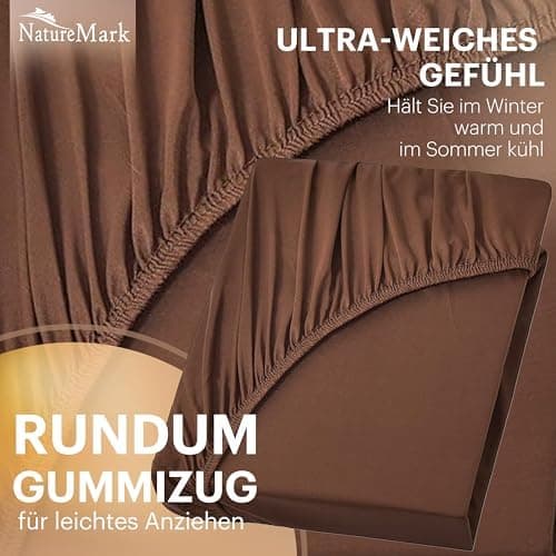 NatureMark Jersey-Spannbettlaken 2er-Pack – 100% Baumwolle, 90 x 200–100 x 200 cm, Creme/Natur