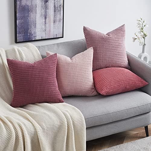 Topfinel Kissenbezüge 40x40 cm 4er-Set Rosa – Cord-Optik, flauschig, GRS‑zertifiziert