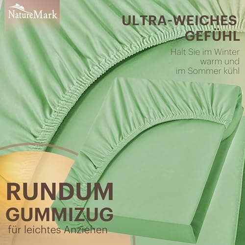NatureMark Jersey-Spannbettlaken 2er-Pack – 100% Baumwolle, 90 x 200–100 x 200 cm, Creme/Natur