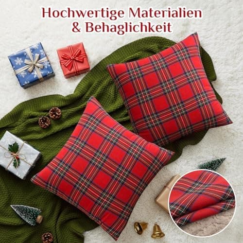 Kissenbezug Weihnachten 2er Set kariert 45×45 cm