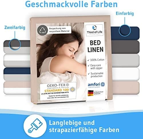 Bettwäsche 135x200 – 100% Renforce Baumwolle (OEKO-TEX STANDARD 100) | Set: Bettbezug 135x200 + Kissenbezug 80x80