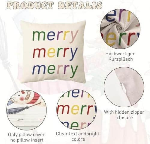 Aitsite 4er-Pack Weihnachts-Kissenbezüge 45 x 45 cm – Winterliche Dekoration für Sofa & Wohnzimmer