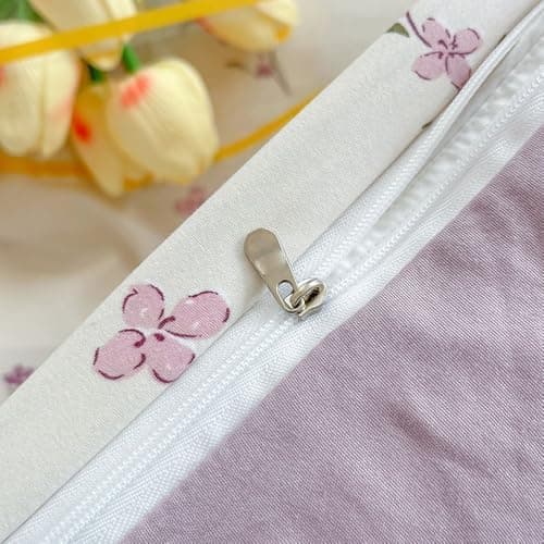 Bettwäsche 135x200 Blumen – Mikrofaser Renforcé, weich & pflegeleicht, Weiß/Rosa Aesthetic Wendebettwäsche 2-teilig mit
