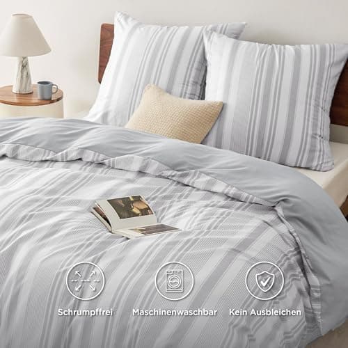 BEDSURE Bettwäsche-Set 135x200 (4-teilig) – Wendebettwäsche OEKO-TEX STANDARD 100 mit Reißverschluss, 2×80x80 Kissenbezü