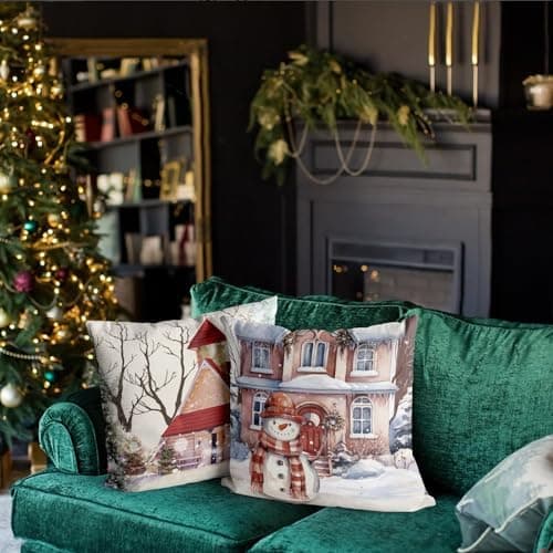 Aitsite 4er-Pack Weihnachts-Kissenbezüge 45 x 45 cm – Winterliche Dekoration für Sofa & Wohnzimmer