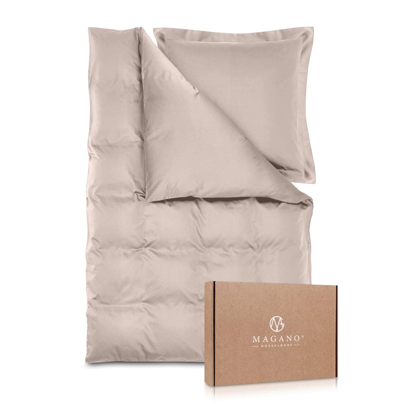 Magano® Bettwäsche 135x200 Taupe – Bambus & Baumwolle Satin 400 TC Premium, Deckenbezug 135x200 cm + Kissenbezug 40x80 c