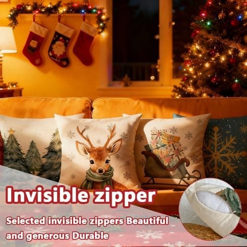 4er Set Kissenbezüge Weihnachten 40×80 cm – festliche Kissenhüllen für Sofa & Wohnzimmer