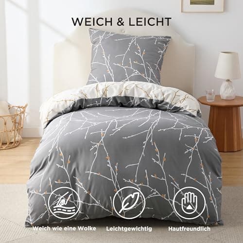 BEDSURE Bettwäsche-Set 135x200 (4-teilig) – Wendebettwäsche OEKO-TEX STANDARD 100 mit Reißverschluss, 2×80x80 Kissenbezü