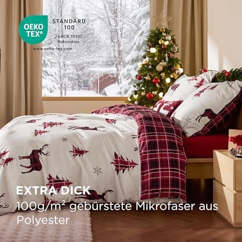 BEDSURE Bettwäsche-Set 135x200 (4-teilig) – Wendebettwäsche OEKO-TEX STANDARD 100 mit Reißverschluss, 2×80x80 Kissenbezü
