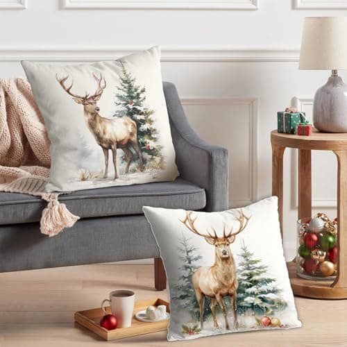 Aitsite 4er-Pack Weihnachts-Kissenbezüge 45 x 45 cm – Winterliche Dekoration für Sofa & Wohnzimmer
