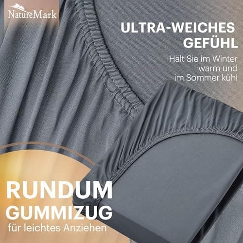 NatureMark Jersey-Spannbettlaken 2er-Pack – 100% Baumwolle, 90 x 200–100 x 200 cm, Creme/Natur