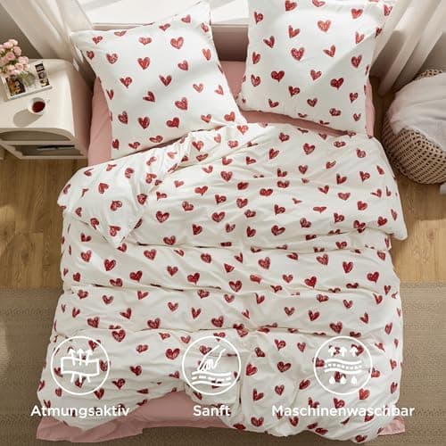 BEDSURE Bettwäsche-Set 135x200 (4-teilig) – Wendebettwäsche OEKO-TEX STANDARD 100 mit Reißverschluss, 2×80x80 Kissenbezü