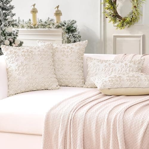 Artscope 2er-Set Kissenbezüge (40x40 cm) – weicher Kurzplüsch Wollsamt, Schneeflocke Creme Beige