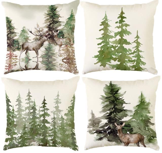 Aitsite 4er-Pack Weihnachts-Kissenbezüge 45 x 45 cm – Winterliche Dekoration für Sofa & Wohnzimmer