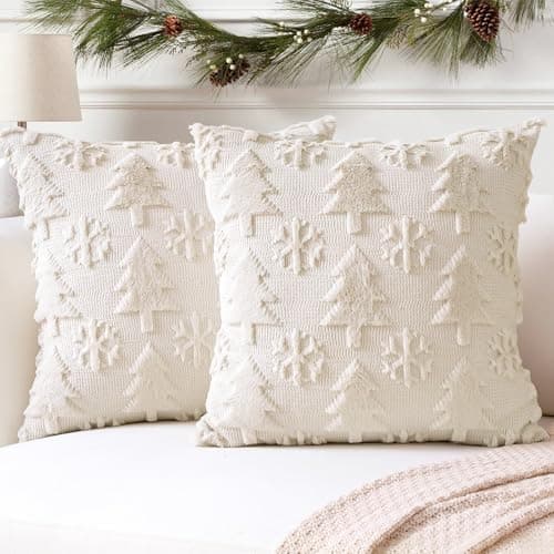Artscope 2er-Set Kissenbezüge (40x40 cm) – weicher Kurzplüsch Wollsamt, Schneeflocke Creme Beige