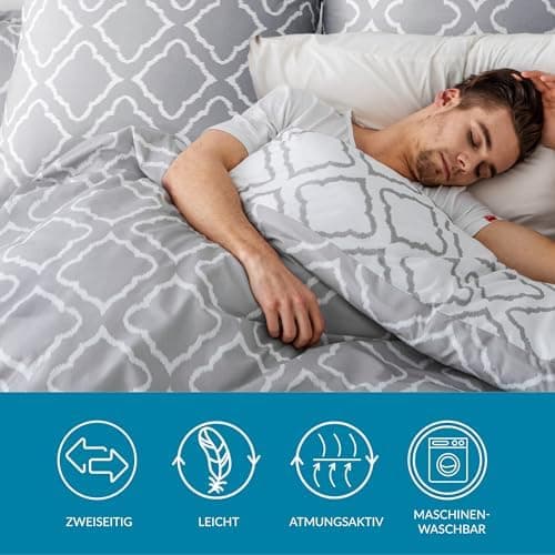 BEDSURE Bettwäsche-Set 135x200 (4-teilig) – Wendebettwäsche OEKO-TEX STANDARD 100 mit Reißverschluss, 2×80x80 Kissenbezü