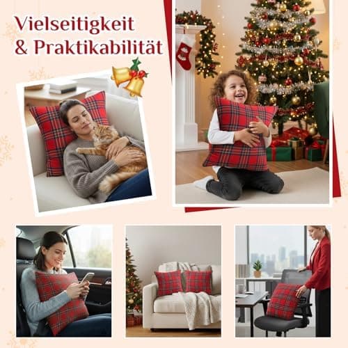 Kissenbezug Weihnachten 2er Set kariert 45×45 cm