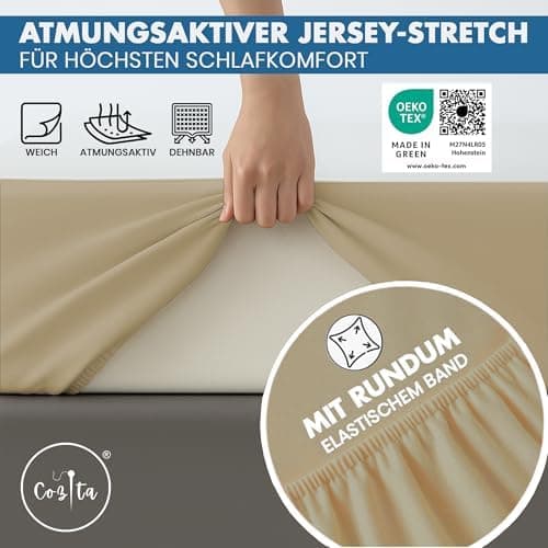 Spannbettlaken 140x200 cm – 100% Baumwoll‑Jersey, passend für Matratzen bis 25 cm Höhe