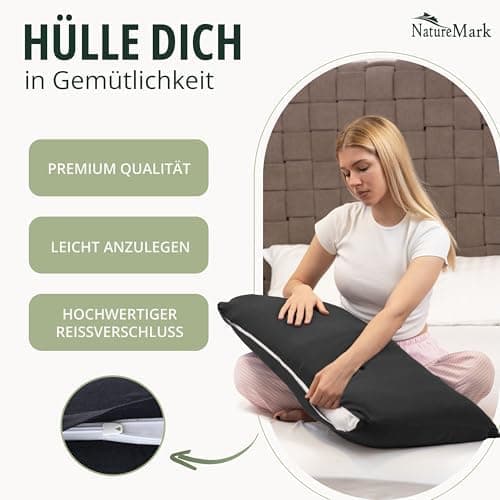 NatureMark Jersey Kissenbezüge – weich & atmungsaktiv, hautfreundlich – 40x40 cm, Anthrazit