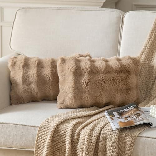 2er‑Set Samt‑Plüsch Kissenbezüge 45x45 cm – Luxus weiche Zierkissenhüllen, Cremeweiß