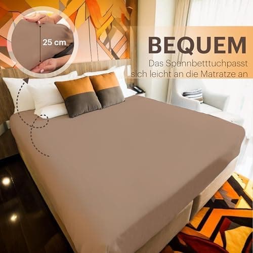 NatureMark Jersey-Spannbettlaken 2er-Pack – 100% Baumwolle, 90 x 200–100 x 200 cm, Creme/Natur