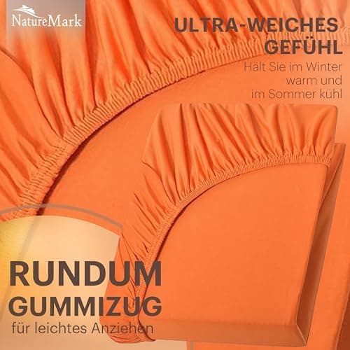 NatureMark Jersey-Spannbettlaken 2er-Pack – 100% Baumwolle, 90 x 200–100 x 200 cm, Creme/Natur