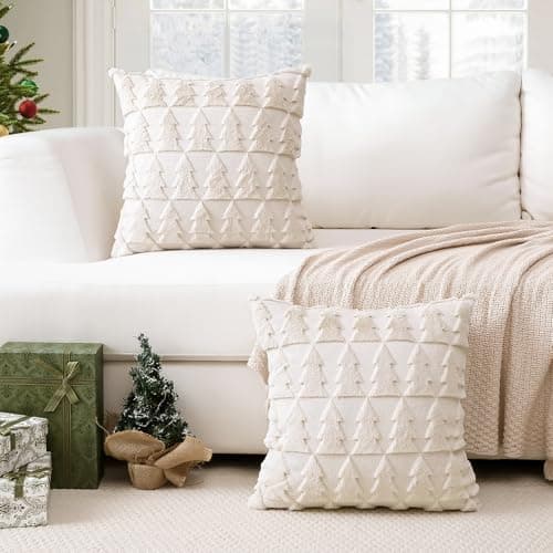 Artscope 2er-Set Kissenbezüge (40x40 cm) – weicher Kurzplüsch Wollsamt, Schneeflocke Creme Beige