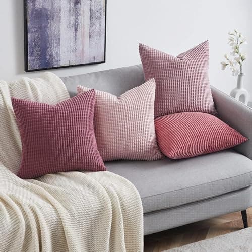 Topfinel Kissenbezüge 40x40 cm 4er-Set Rosa – Cord-Optik, flauschig, GRS‑zertifiziert